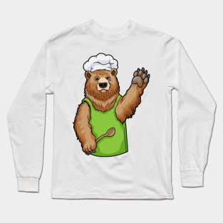 Bear as Chef with Chef hat and Wooden spoon Long Sleeve T-Shirt